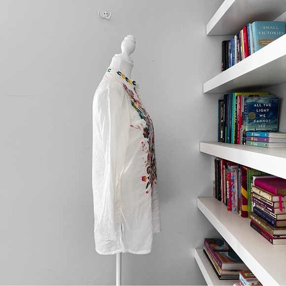 Dor Dor Couture Boho Bamboo White Embroidered Tunic small - Picture 9 of 11